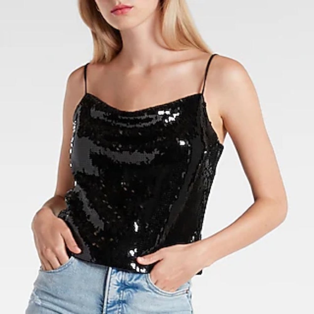 Express Black Sequin Camisole